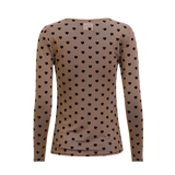 MESH LS TSHIRT - SAND BLACK FLOCK HEART