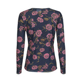 MESH LS TSHIRT - NAVY PINK ROSE