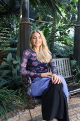 MESH LS TSHIRT - NAVY PINK ROSE