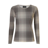 MESH LS TSHIRT - SAND BROWN CHECK