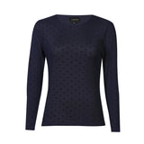 MESH LS TSHIRT, DOT - NAVY MEDIUM DOT