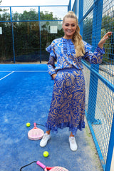 TIA-LONG-FRILL-SKIRT - COBOLT BLUE MIX