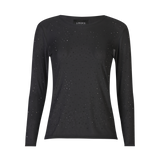 MESH LS SPARKLE TSHIRT - BLACK BLACK DIAMOND DOT