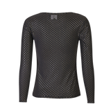 MESH LS SPARKLE TSHIRT - BLACK GOLD DOT