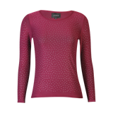 MESH LS SPARKLE TSHIRT - BORDEAUX DIAMOND DOT