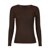 MESH LS SPARKLE TSHIRT - DARK BROWN DIAMOND DOT