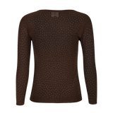 MESH LS SPARKLE TSHIRT - DARK BROWN DIAMOND DOT