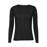 MESH LS SPARKLE TSHIRT - BLACK SILVER DIAMOND DOT
