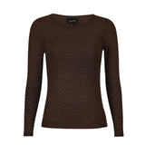MESH LS SPARKLE TSHIRT - DARK BROWN DIAMOND DOT