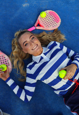 POLO-LS-SHIRT - COLBOLT WHITE STRIPE