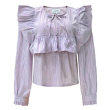 HEATHER-LS-TIE-BLOUSE - PINK STRIPE