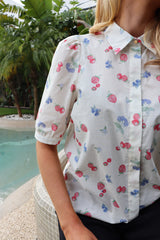 FLORA SS BLOUSE - OFFWHITE BERRIES