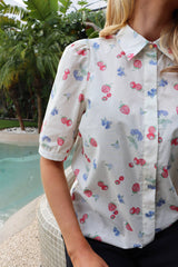 FLORA SS BLOUSE - OFFWHITE BERRIES