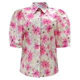FLORA SS BLOUSE - PINK WATERCOLOR FLOWER