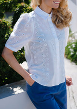 FLORA SS BLOUSE - WHITE EMBROIDERY