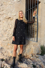 SPIR-SPENCER-DRESS - BLACK SMALL BOWS