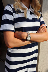 POLO-SS-DRESS - NAVY WHITE STRIPE