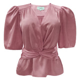 TIKI SS TWIST BLOUSE - DUSTY ROSE