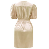 TIKI SS TWIST DRESS - CHAMPAGNE