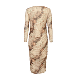 MESH LS LONG DRESS - BROWN GOLD MARBLE