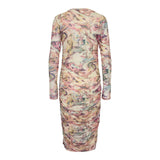 MESH LS LONG DRESS - MULTI MARBLE