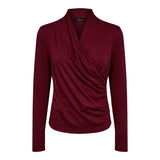 EA LS WRAP BLOUSE - BORDEAUX