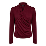 EA LS WRAP BLOUSE - BORDEAUX