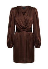 TIKI LS TWIST DRESS - DARK BROWN