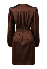 TIKI LS TWIST DRESS - DARK BROWN
