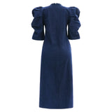 WINNIE ASTA VNECK DRESS - BLUE DENIM