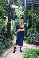 WINNIE ASTA VNECK DRESS - BLUE DENIM