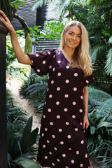 DOTTI DRESS - PLUM ROSE BIG DOT