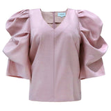 WINNIE VNECK BLOUSE - DUSTY ROSE