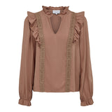 LAURA LS BLOUSE - NOUGAT BROWN