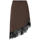 LOLA ASYMTERIC SKIRT - CHOCO BROWN