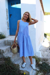RIKKE NS DRESS - BLUE CHECKS