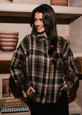 SIRI LS SHIRT - BLACK CREME CHECK
