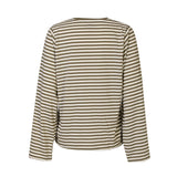 NALIA LS BOXY TSHIRT - ARMY CREME STRIPE