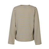NALIA LS BOXY TSHIRT - ARMY CREME STRIPE