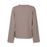 NALIA LS BOXY TSHIRT - BROWN CREME STRIPE