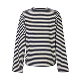 NALIA LS BOXY TSHIRT - NAVY CREME STRIPE
