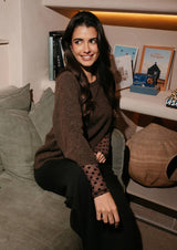 ANNIZ ONECK BLOUSE - DARK BROWN