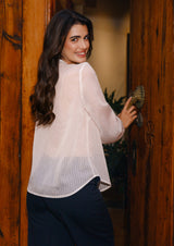 FILIPPA LS FRILL SHIRT - WHITE