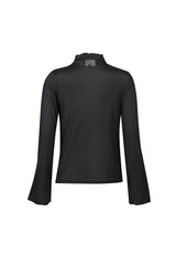 MESH LS TROMPET TOP - BLACK SMALL DOT