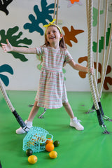NATALIA-SS-DRESS-KIDS - MULTI MINT STRIPE