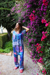 PATTY-SS-TUNIC - BLUE PATCHWORK