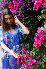 PATTY-SS-TUNIC - BLUE PATCHWORK