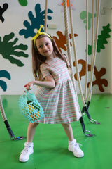 NATALIA-SS-DRESS-KIDS - MULTI MINT STRIPE