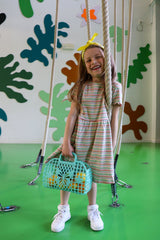 NATALIA-SS-DRESS-KIDS - MULTI MINT STRIPE