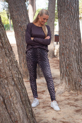 ALMA-PANTS (FLEECE) - DARK BROWN LUX LEO